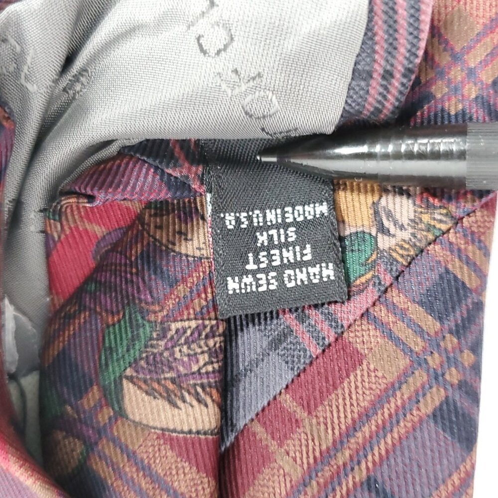 Robert Talbott Silk Tie Patchwork Plaid Ducks Bur… - image 6